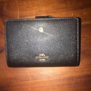 Coach black compact wallet